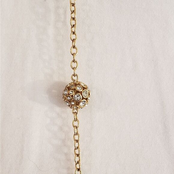 J.Crew Necklace, Gold Tone with Diamond Ball Detail - Picture 4 of 7